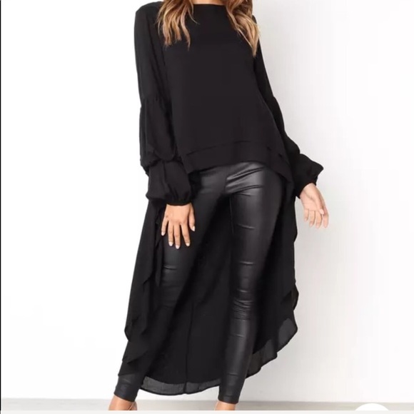 1 Left! White High Low Hem Layered Caped Blouse - Picture 7 of 8